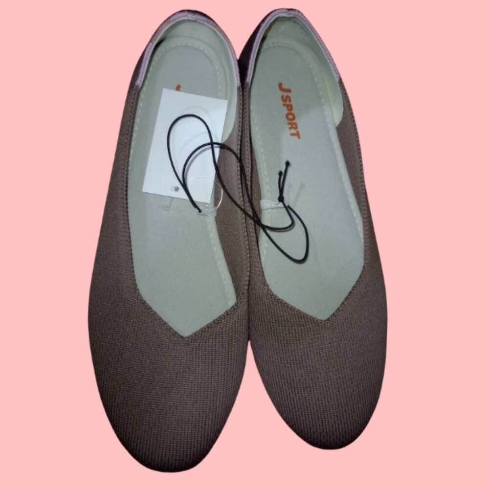 Jsport Doreen Taupe Knit Slip-On Comfort Flats Size 7 NWT